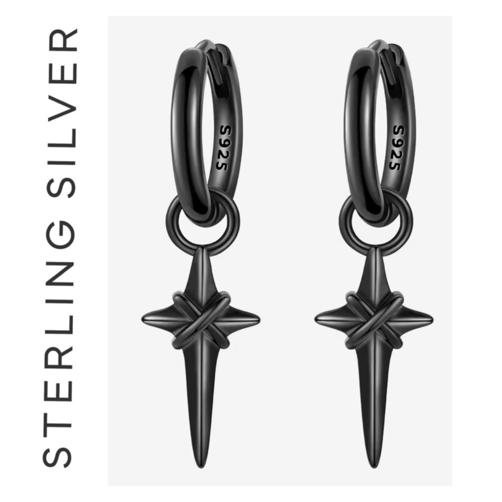 🌟 S925 Sterling Silver North Star Dangle Earrings